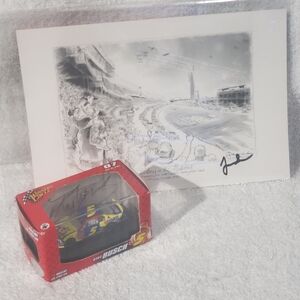 Kyle Busch Diecast Car with Racing Print.        Atougraph By The Diver Himself.